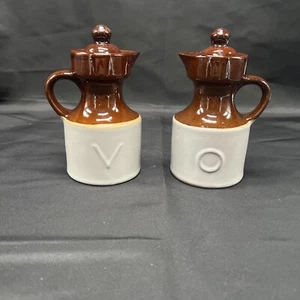 Vintage Stonewear Vinegar and Oil Dispenser Set Bottles - Picture 1 of 6