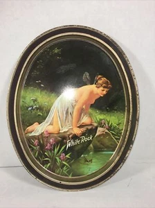 Vintage 14-1/2” Boho White Rock Metal Ad Tip Tray/Retro Bar Ware Collectible - Bild 1 von 4
