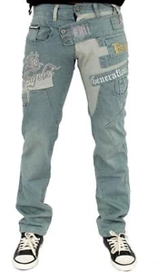 Brooklyn Mint denim jeans, LA ice wash relaxed fit designer jean pants - Picture 1 of 5