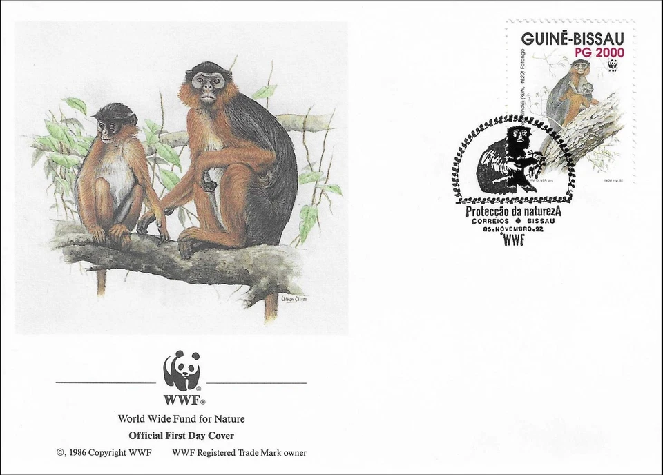 Monkey Fatango Monkeys Ape With Baby Guinea Bissau FDC Cover 1992 - Image 1 of 1