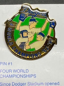 Vintage Los Angeles Dodgers Unocal Pin Commemorate Four World Championships - Picture 1 of 4