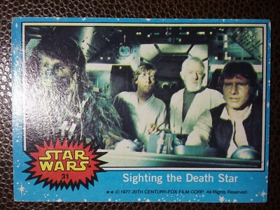 1977 Star Wars #31 Sighting the Death Star TOPPS Blue Series First Edition MINT - Image 1 of 4
