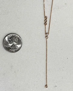 Elegant Signed "K" Karats 18k Rose Gold Six Diamond Y Shaped Necklace- 18" - Picture 1 of 10