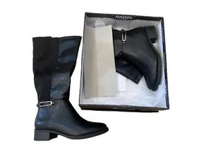 BRAND NEW WOMEN'S MASSINI TALL FASHION BOOTS Emerson BLACK SIZE 6 M NIB Heel - Picture 1 of 4