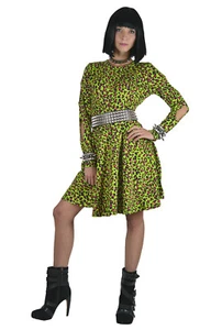 JAWBREAKER PUNK ROCK SEXY 80 NEON LIME LEOPARD CUTOUT SKATER GREEN DRESS DRA2442 - Picture 1 of 5