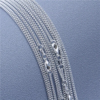 Collar de cadena lateral plana de 2 mm de plata 925 de 10 piezas para mujer joyería de moda Foto 1 de 4