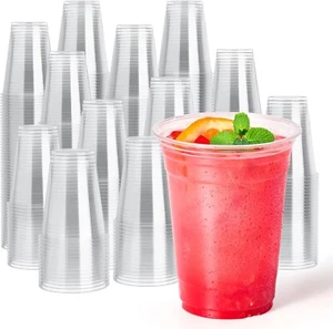 Elegant 16 oz Clear Disposable Cups – Ideal for Cold Drinks & Celebrations - Picture 1 of 9