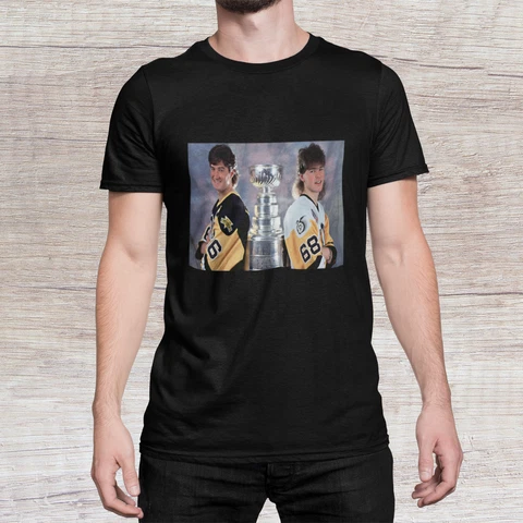 91-92 Penguins Mario Lemieux Jaromir Jagr Stanley Cup Printed T Shirt NWOT Cover
