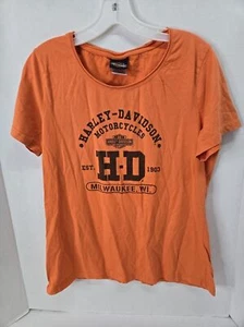 Bravado Harley Davidson Cycles Milwaukee, WI Orange Women's T Shirt Size 2XL - Picture 1 of 8