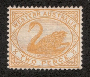1899 Western Australia Sc#74, pf14, Wmk 83, Two Pence, Yellow Swan. MNG Cv$40 - Picture 1 of 1