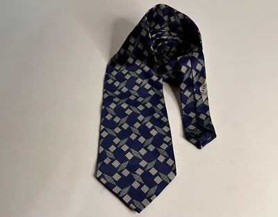Corbata de seda Valentino Cravatte estampado azul geométrico - hecha en Italia Foto 1 de 4