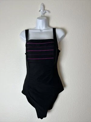 LONGITUDE Womens One Piece Bathing Suit Size 12 Talla Striped - Image 1 of 4