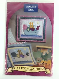 Aplique de edredón colgante de pared con patrones de jardín ""Arca de Noé"" de Calico patrón bebé niño - Imagen 1 de 3