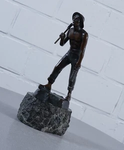 Prof. Poertzel Bronze Bergmann signiert auf Sockel Jugendstil 1920er Jahre - Picture 1 of 12