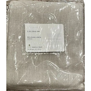 Pottery Barn Belgian Linen Curtain Panel 50 x 96 Inches 3 in 1 Pole Top - Picture 1 of 3