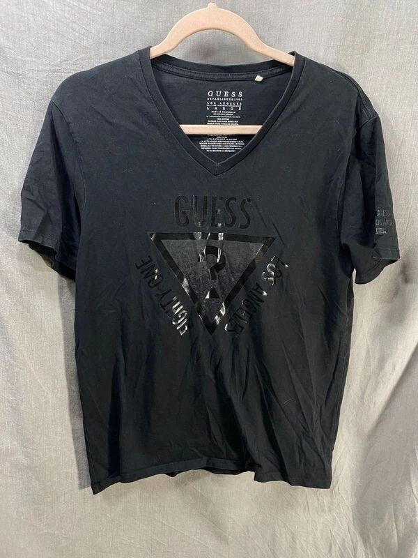 Guess Shirt Boys Large Black Logo Short Sleeve Pullover Tee Youth. - Image 1 of 4