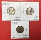 New Listing1938S 1939D & 1950D Us Jefferson Nickels Set of 3 Key Date Coins! 50D is Uncirc!