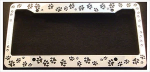 Chrome License plate frame Puppy feet - Picture 1 of 1