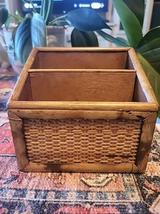 Vintage Schildkröte Rattan Bambus Brief Aufbewahrungsbox - Bild 1 von 6