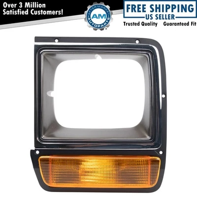 Bisel de lámpara de faro cromado con luz de estacionamiento lado derecho para camioneta Dodge D/W Foto 1 de 3