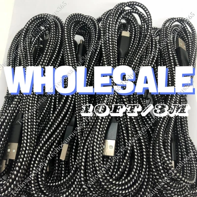 Lote de 10 pés cabo USB-C tipo C carregador rápido cabo longo para iPhone 15 16 17 Samsung - Imagem 1 de 4