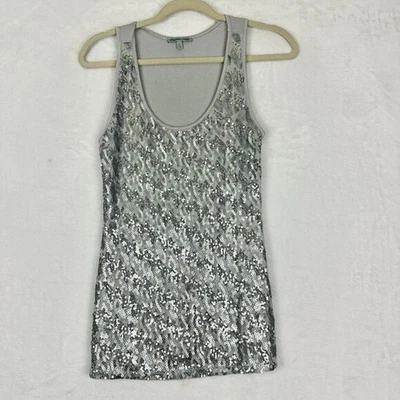 Camiseta sin mangas Charlotte Russe vintage lentejuelas Y2K talla mediana gris Foto 1 de 4