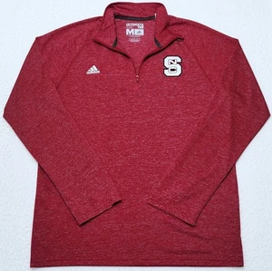 TEAM ISSUED Adidas Climalite NC State Wolfpack red 1/4 zip shirt Men's MEDIUM M - Picture 1 of 5