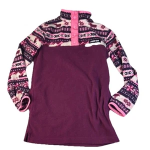Lands' End Girls' Purple and Pink Fair Isle Quarter Snap Pullover Size XS 4/5 - Picture 1 of 6