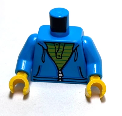 Lego - Minifigura Torso - Camisa Verde, Sudadera Azul, Chaqueta, Cremallera Foto 1 de 2