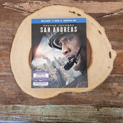 San Andreas Blu-Ray + DVD + Digital (2 Disc Set) w/Slip Cover Dwayne Johnson NEW - Image 1 of 4