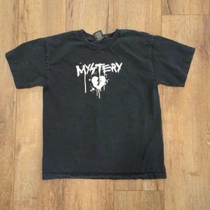 Vtg Mystery Skateboards Youth XL Shirt Broken Heart Grunge Punk Surf Emo Goth - Picture 1 of 7