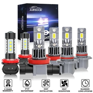 6x LED Headlights High Low + Fog Lights White For Ford EcoSport 2018 2019 2020 - Picture 1 of 12