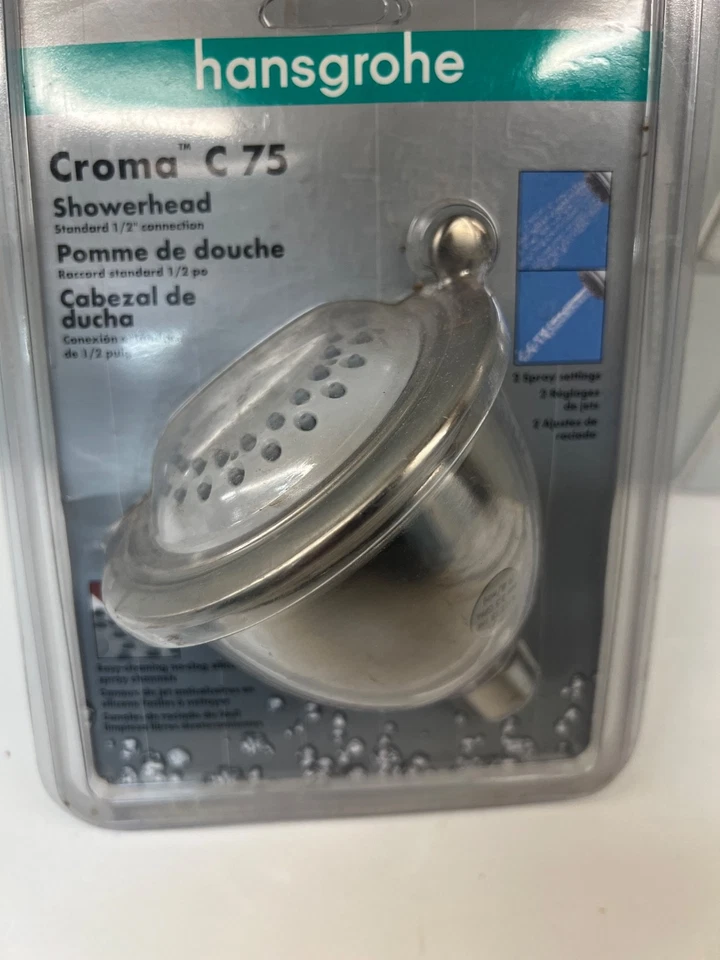 Hansgrohe Cabezal de Ducha 06126820 Croma C75 2.5gpm 3 Funciones Níquel Cepillado NUEVO Foto 1 de 1