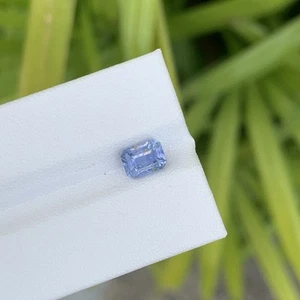 SI 1.60 Cts Blue Color Emerald Shape Natural Ceylon Sapphire Gemstone Sri Lanka - Picture 1 of 10