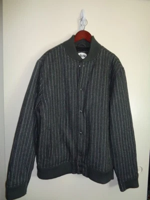 Chaqueta Universitaria Para Hombre Stussy Sport Negra Bombardero Lana Pesada RARA Talla XL Rayas Foto 1 de 4