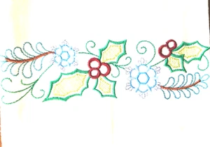 TOALLA DE PLATO NAVIDAD EN FLOR PATRÓN BORDE MÁQUINA BORDADA HARINA SACO - Imagen 1 de 2