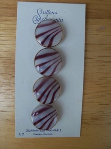 4 VINTAGE PLUM PURPLE & WHITE SATIN MOONGLOW GLASS BUTTONS W/ GOLDEN LUSTER 17mm - Picture 1 of 1