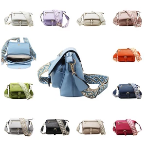 Ladies Flap-Over Buckle Crossbody Bag Canvas Strap Womens Shoulder Handbag 8005 - Picture 1 of 16