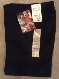 NWT Dickies Girls Shorts Size 7RG Plain Front Navy Blue - Picture 1 of 5