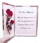 Baptism Plaque Commemorative Gift Vintage Bircraft Red Rose Clear Lucite Acrylic