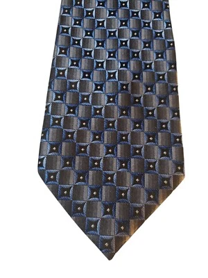 Corbata de diseñador Joseph & Feiss para hombre de lujo plateada azul negra geométrica Foto 1 de 4
