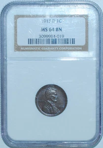 1918 D NGC MS64BN Brown Lincoln Wheat Cent - Picture 1 of 2