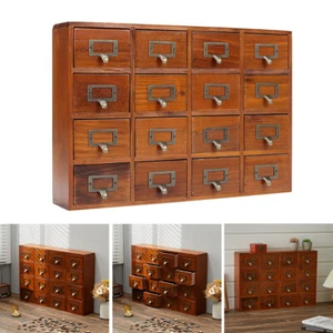 Vintage Wood Chest of Drawers Desktop Storage Cabinet 1/2/3/4/5/6/9/16 Boxes New - Picture 1 of 19