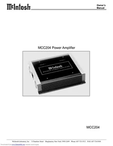 Bedienungsanleitung-Owner's Manual für McIntosh MCC 204 - Picture 1 of 1