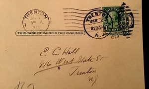 1929 POSTCARD WITH BEN FRANKLIN 1C STAMP GREAT COLLECTION PIECE USED - Picture 1 of 3
