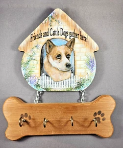 Schlüsselhalter Vieh Hundehaus Holz 4 Haken Wanddekor NEU - Bild 1 von 3