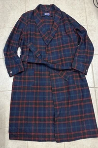 Vintage PENDLETON Robe Mens Large Plaid 100% Virgin Wool Pockets Tie USA 50s 60s - Picture 1 of 7