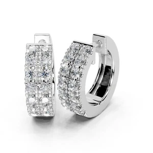 0.56 CTTW Round Lab Grown Diamond Hoop Earrings In 14K Gold (F-G, VS1-VS2) - Picture 1 of 16