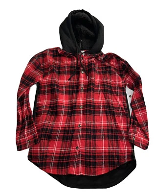 "Sudadera con capucha Derek Heart talla M manga larga 28"" botón algodón poli cuadros #S50" Foto 1 de 4