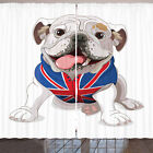 Englische Bulldogge Rustikale Gardine Welpe mit Flagge